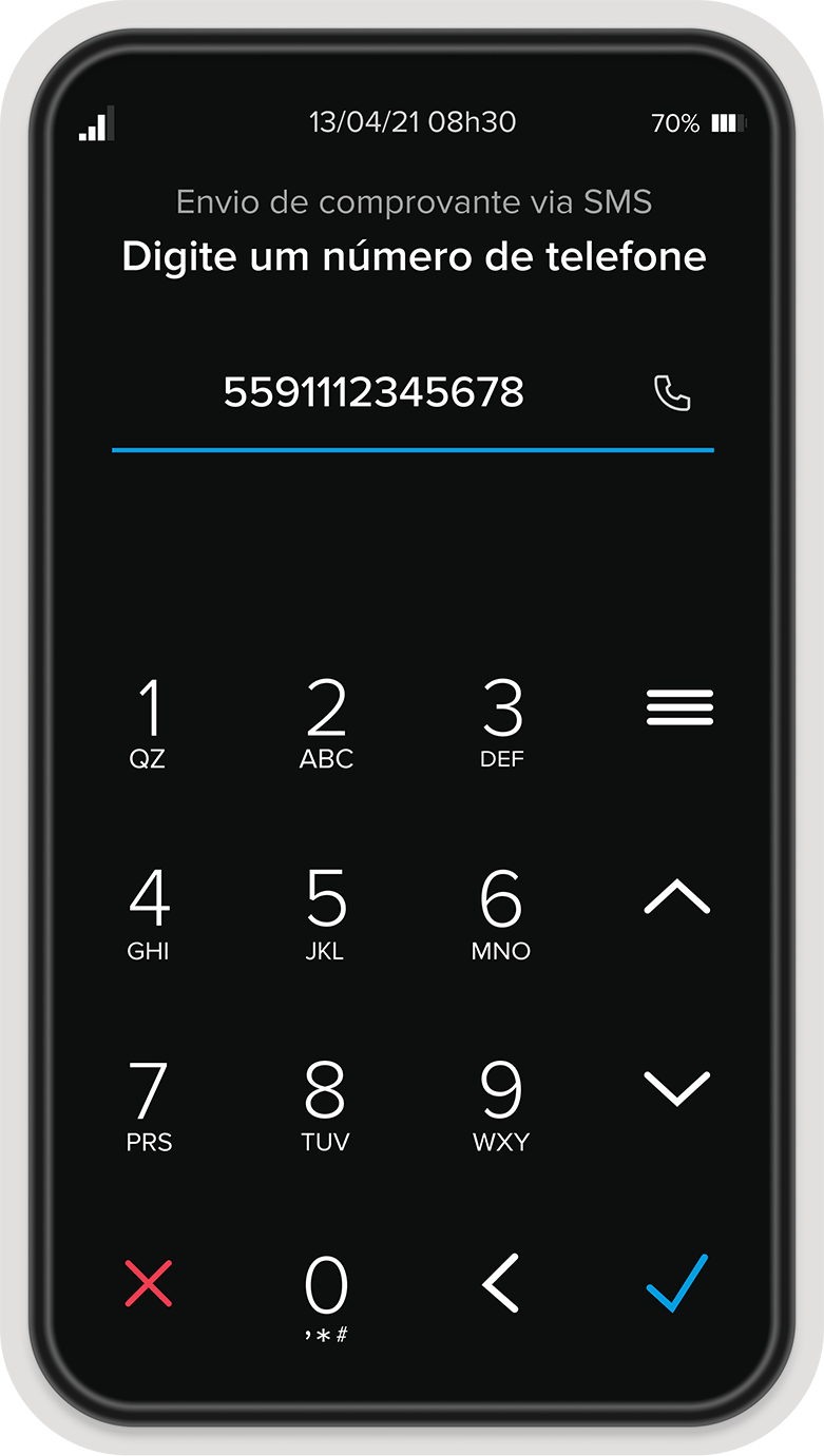 GIF da Point Air com imagem de envio de SMS sendo processando.